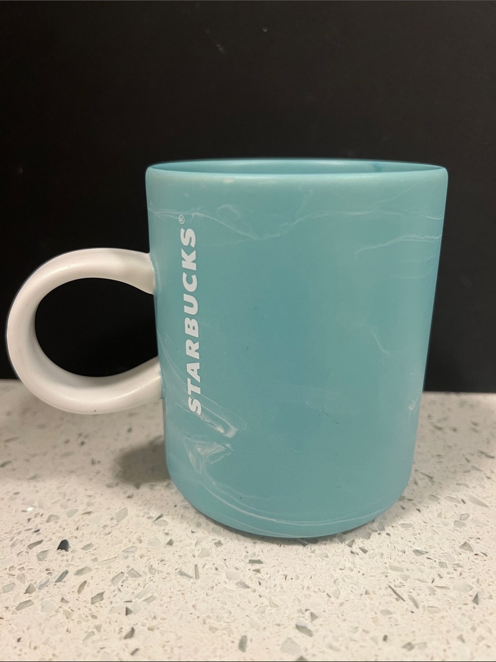 STARBUCKS Coffee Mug Cup 2019 Blue Green Teal Mint Cloud Marble Shimmer 12oz